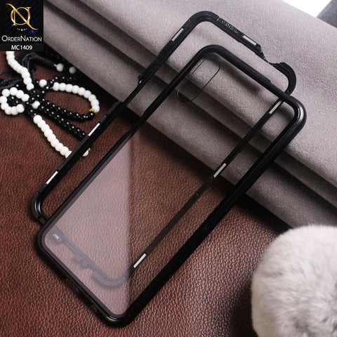 Luxury HQ Magnetic Back Glass Case For Huawei Y9s - No Glass On Screen Side - Black