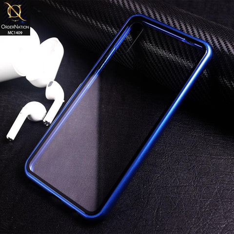 Luxury HQ Magnetic Back Glass Case For Huawei Y9s - No Glass On Screen Side - Blue