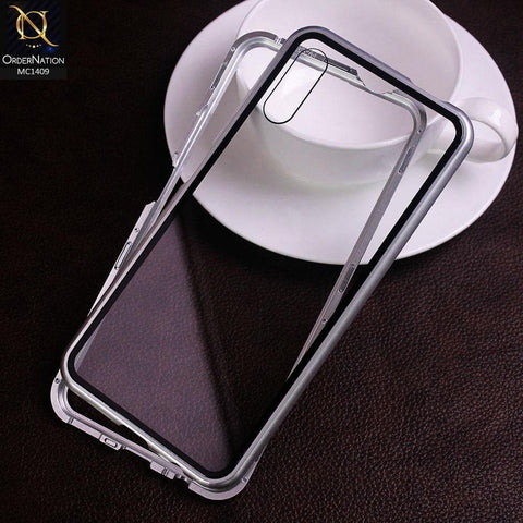 Huawei Y9s Cover - Silver - Luxury HQ Magnetic Back Glass Case - No Glass on Screen Side
