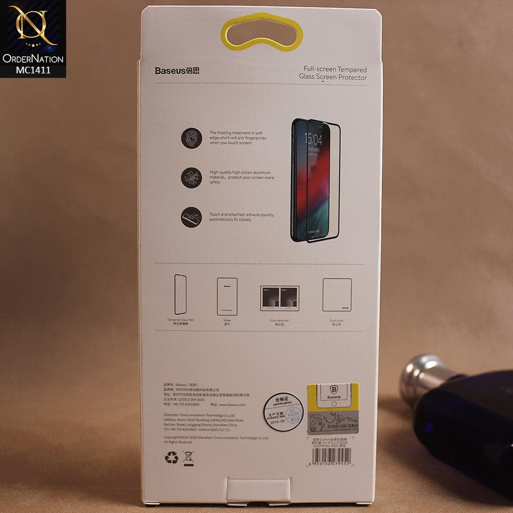 Baseus Full Covarage Curved Tempared Glass For iPhone XR - Black