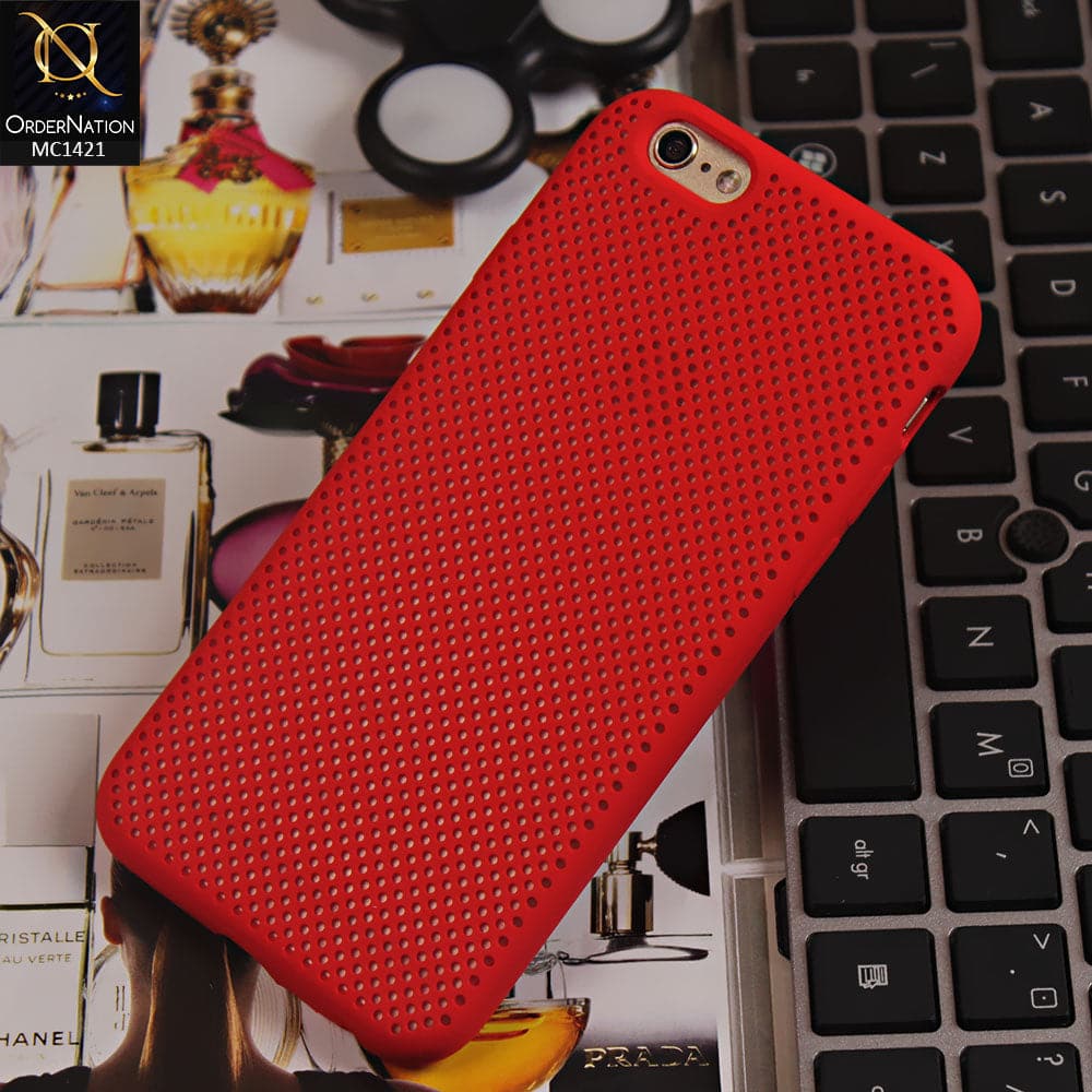 Soft Candy Doted Silica Gell Breathing Case For iPhone 6S / 6 - Red