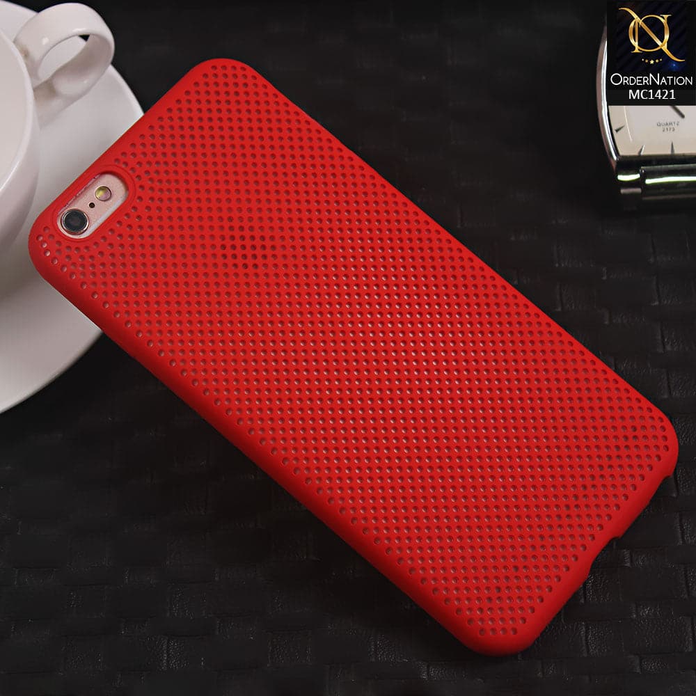 Soft Candy Doted Silica Gell Breathing Case For iPhone 6 Plus / 6s Plus - Red