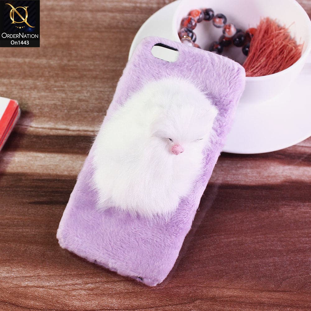 iPhone 6S / 6 - Purple - Cute Funny Character Sleeping Fur Case