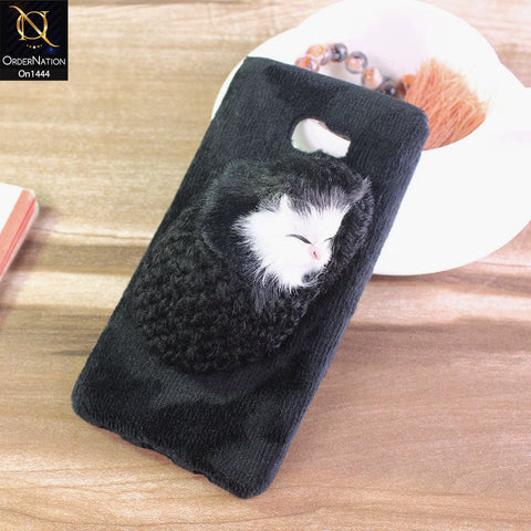 Samsung Galaxy C7 - Black - Cute Funny Character Sleeping Fur Case