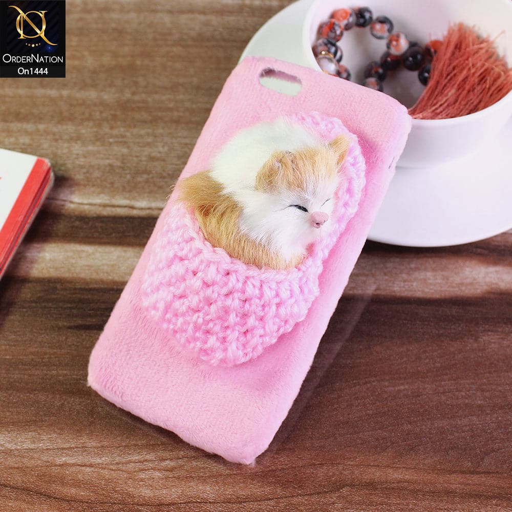 iPhone 6S / 6 - Light Pink - Cute Funny Character Sleeping Fur Case