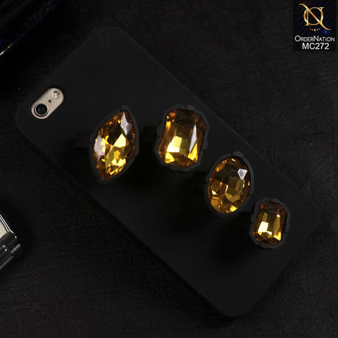 Unique 4 Diamond Rings New Fashion Luxury Cover For iPhone 6s / 6 - Yellow Stone