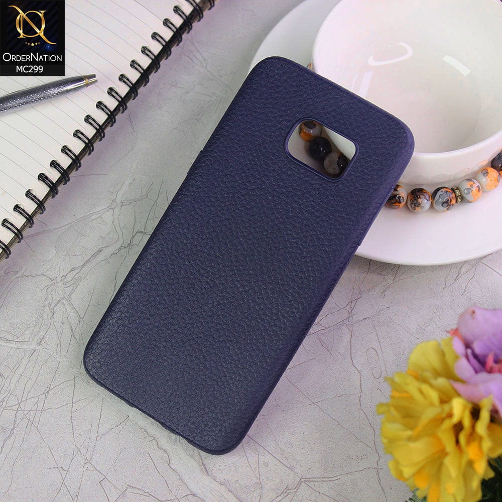 Samsung Galaxy S7 Edge  Cover - Blue - New Bella Series Premium Soft And Slim Silicon Leather Texture caase