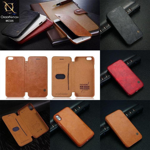 iPhone XS / X Cover - Brown - G-Case PU Leather Wallet Luxury Case