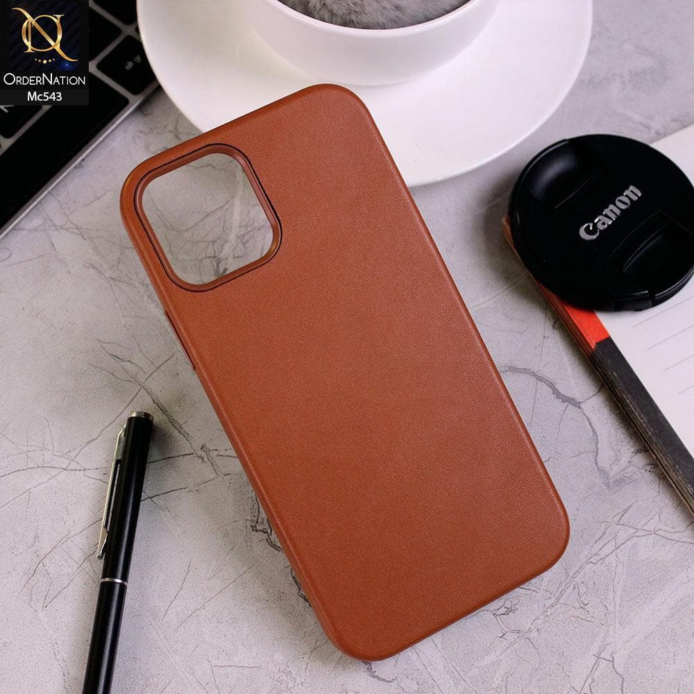 iPhone 12 Cover - Brown - Luxury Elegant Leather Soft Case