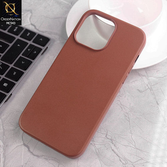 iPhone 14 Pro Cover - Brown -  Luxury Elegant Leather Soft Case