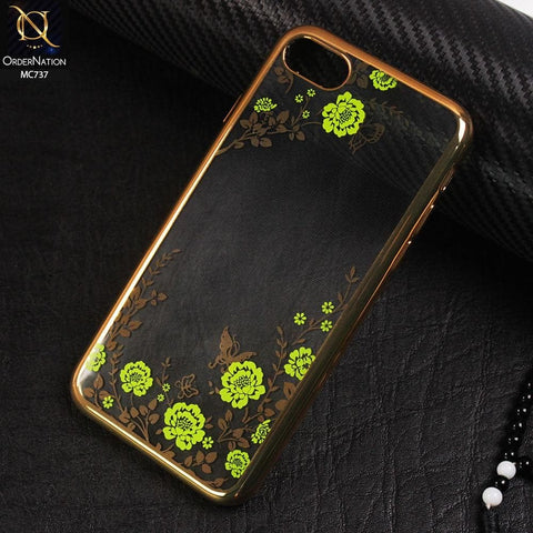 Luxury Electroplated Diamond Flower Tpu For iPhone 8 / 7 - Green And Golden