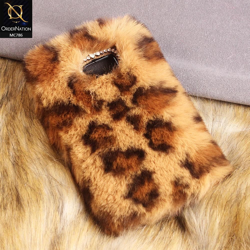 Luxury Rabbit Hair Fur Fluffy Case For Samsung Galaxy S7 - Leopard