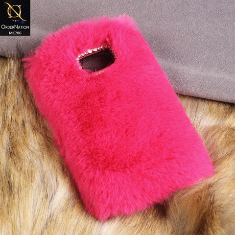 Luxury Rabbit Hair Fur Fluffy Case For Samsung Galaxy S6 Edge - Pink