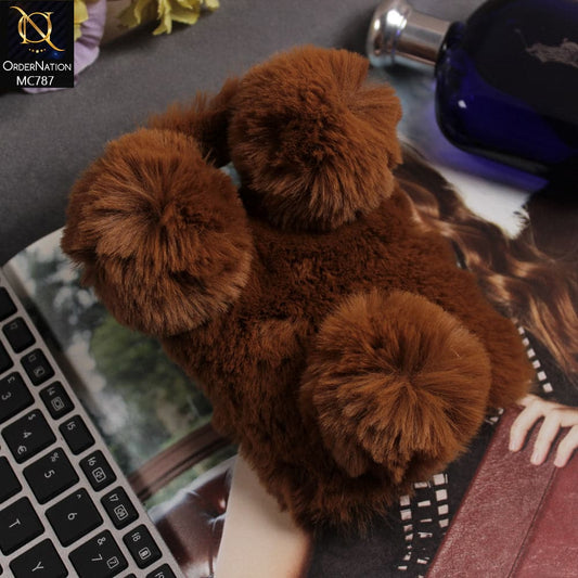 Luxury Panda Furr Hair Soft Fluffy Cover Case For Samsung Galaxy S6 - Brown