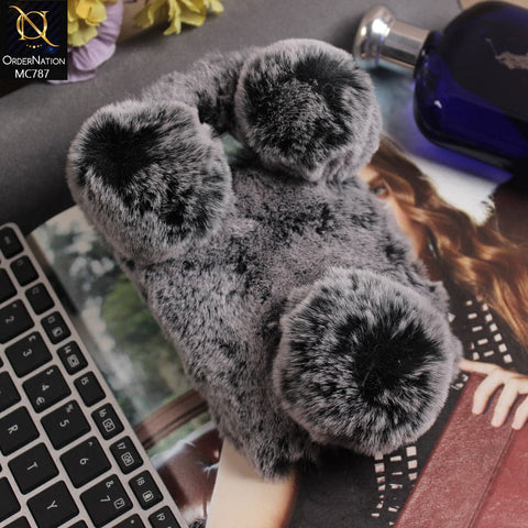 Luxury Panda Furr Hair Soft Fluffy Cover Case For Samsung Galaxy S6 - Grey