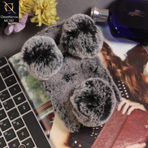 Luxury Panda Furr Hair Soft Fluffy Cover Case For Samsung Galaxy S6 Edge - Grey