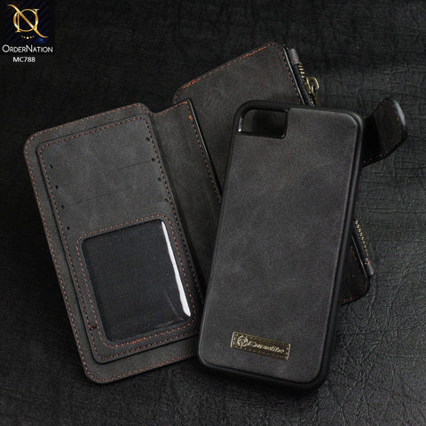 iPhone 8 / 7 Cover - Black - Luxury Caseme Bussiness Wallet Leather Soft Case