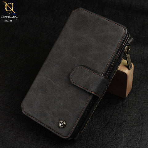Samsung Galaxy Note 10 Plus Cover - Black - Luxury Caseme Bussiness Wallet Leather Soft Case