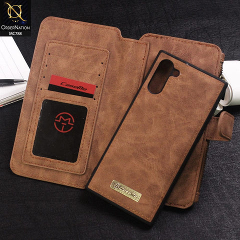 Samsung Galaxy Note 10 Cover - Brown - Luxury Caseme Bussiness Wallet Leather Soft Case