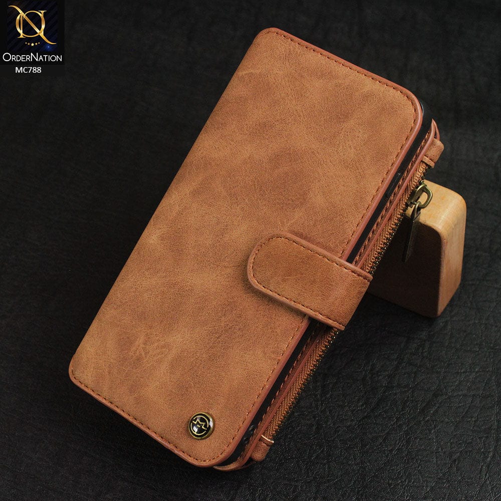 Samsung Galaxy S10 Cover - Brown - Luxury Caseme Bussiness Wallet Leather Soft Case