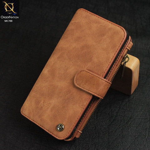 Samsung Galaxy Note 8 Cover - Brown - Luxury Caseme Bussiness Wallet Leather Soft Case