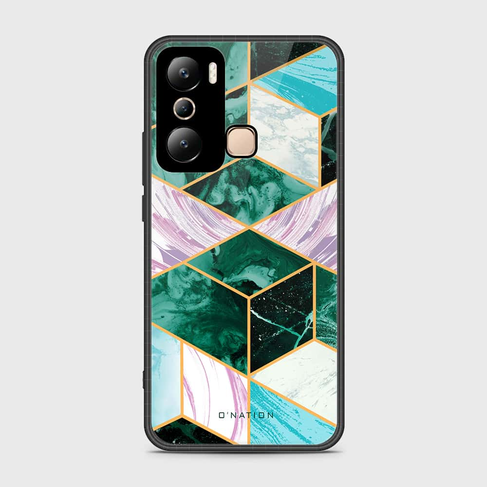 Infinix Hot 20i Cover- O'Nation Shades of Marble Series - HQ Ultra Shine Premium Infinity Glass Soft Silicon Borders Case