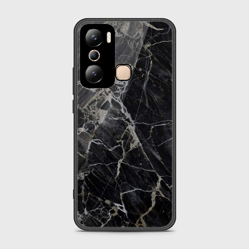 Infinix Hot 20i Cover- Black Marble Series - HQ Ultra Shine Premium Infinity Glass Soft Silicon Borders Case