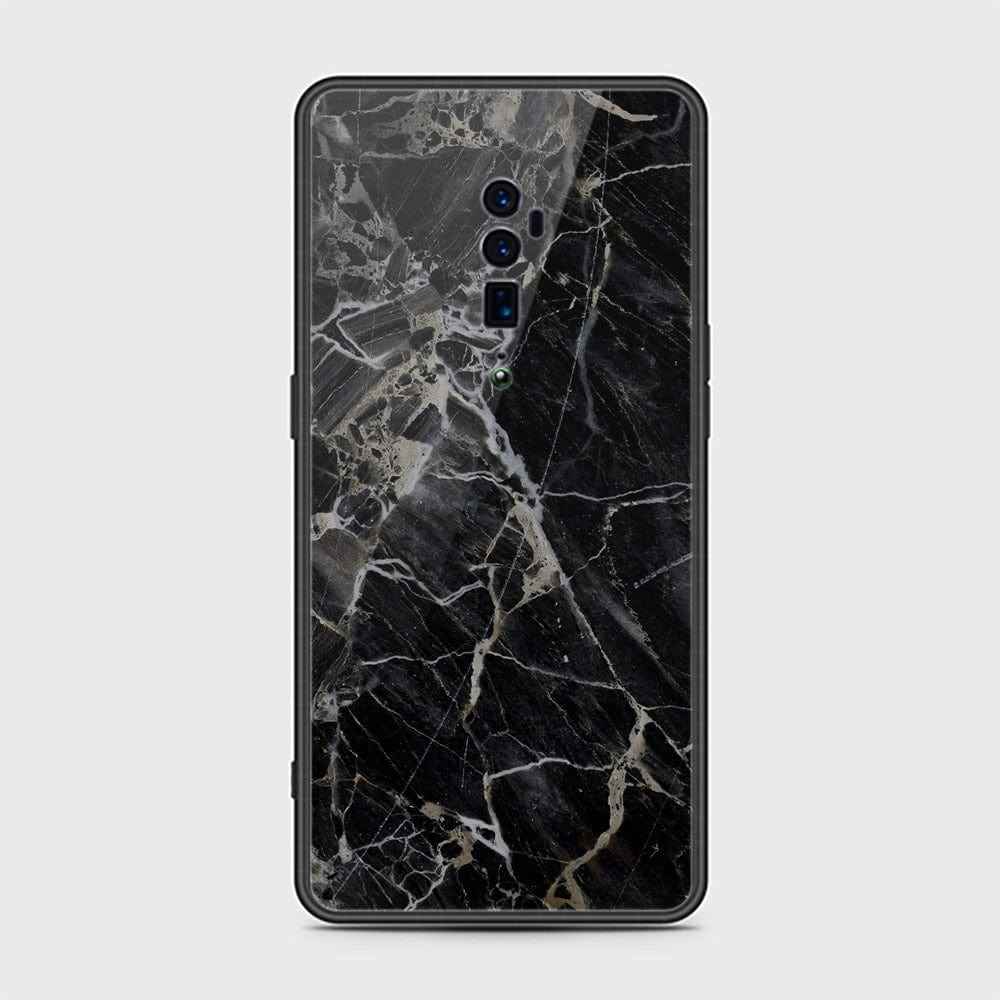 Oppo Reno 10x Zoom Cover- Black Marble Series - HQ Premium Shine Durable Shatterproof Case - Soft Silicon Borders