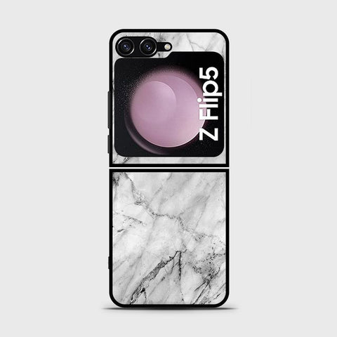 Samsung Galaxy Z Flip 5 5G  Cover- White Marble Series - HQ Premium Shine Durable Shatterproof Case