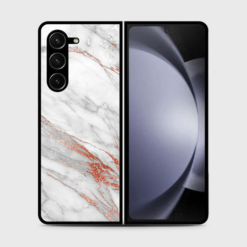 Samsung Galaxy Z Fold 5 5G  Cover- White Marble Series - HQ Premium Shine Durable Shatterproof Case