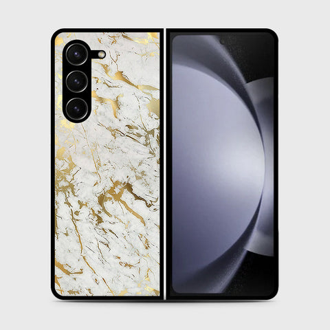 Samsung Galaxy Z Fold 5 5G  Cover- White Marble Series - HQ Premium Shine Durable Shatterproof Case