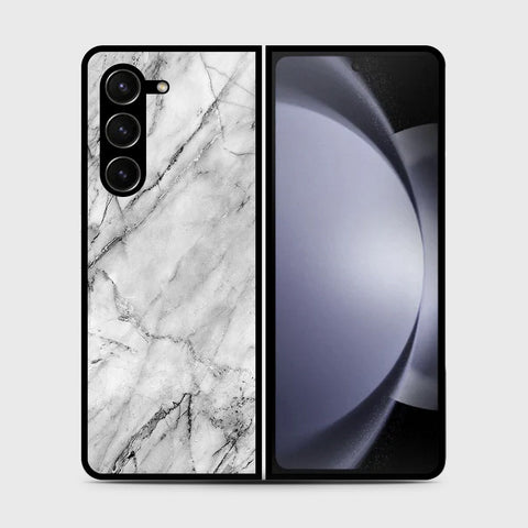 Samsung Galaxy Z Fold 5 5G  Cover- White Marble Series - HQ Premium Shine Durable Shatterproof Case