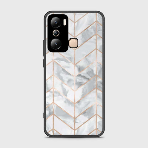 Infinix Hot 20i Cover- White Marble Series 2 - HQ Ultra Shine Premium Infinity Glass Soft Silicon Borders Case