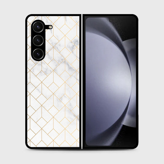 Samsung Galaxy Z Fold 5 5G  Cover- White Marble Series 2 - HQ Premium Shine Durable Shatterproof Case