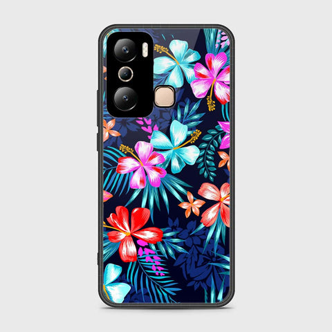 Infinix Hot 20i Cover- Floral Series - HQ Ultra Shine Premium Infinity Glass Soft Silicon Borders Case