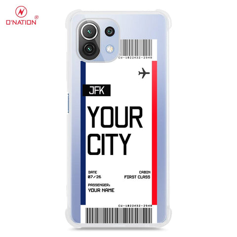 Xiaomi Mi 11 Lite Cover - Personalised Boarding Pass Ticket Series - 5 Designs - Clear Phone Case - Soft Silicon Borders
