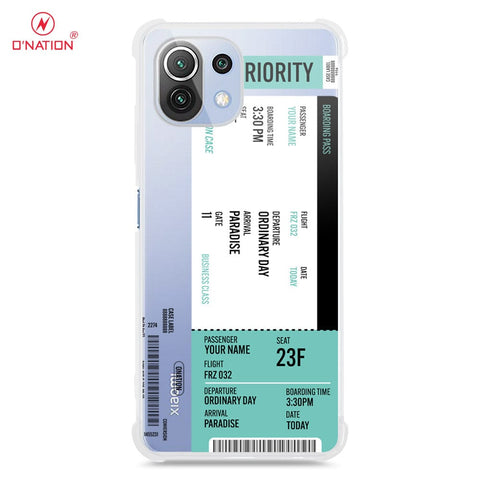 Xiaomi Mi 11 Lite Cover - Personalised Boarding Pass Ticket Series - 5 Designs - Clear Phone Case - Soft Silicon Borders