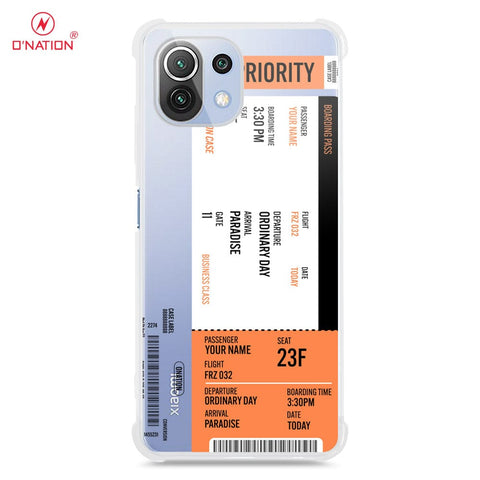 Xiaomi Mi 11 Lite Cover - Personalised Boarding Pass Ticket Series - 5 Designs - Clear Phone Case - Soft Silicon Borders