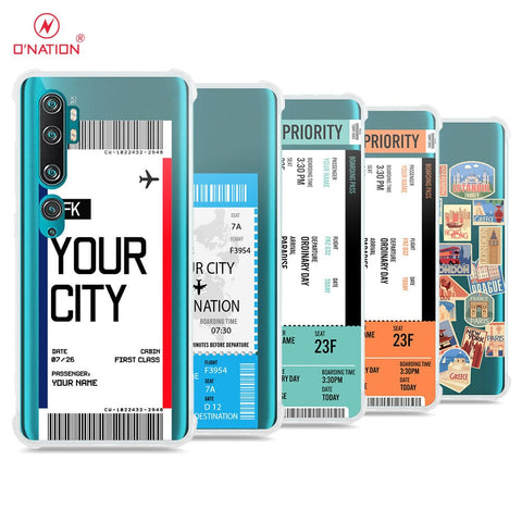 Xiaomi Mi Note 10 Cover - Personalised Boarding Pass Ticket Series - 5 Designs - Clear Phone Case - Soft Silicon Borders