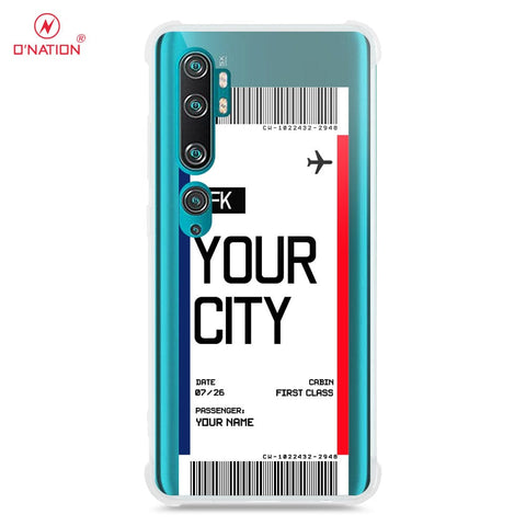 Xiaomi Mi Note 10 Cover - Personalised Boarding Pass Ticket Series - 5 Designs - Clear Phone Case - Soft Silicon Borders