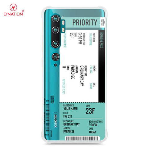 Xiaomi Mi Note 10 Cover - Personalised Boarding Pass Ticket Series - 5 Designs - Clear Phone Case - Soft Silicon Borders