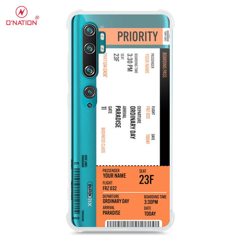 Xiaomi Mi Note 10 Cover - Personalised Boarding Pass Ticket Series - 5 Designs - Clear Phone Case - Soft Silicon Borders
