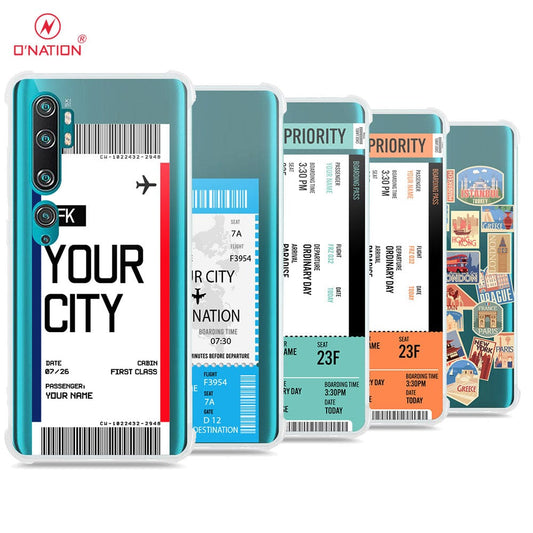 Xiaomi Mi Note 10 Pro Cover - Personalised Boarding Pass Ticket Series - 5 Designs - Clear Phone Case - Soft Silicon Borders