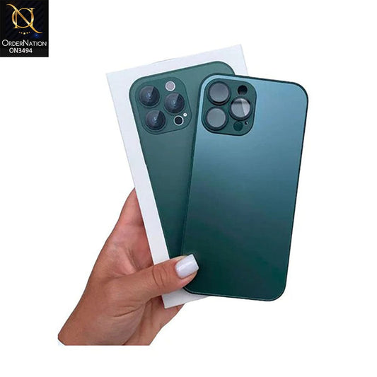 iPhone 14 Pro Max Cover - Navy Blue - AG Frosted Glass Soft Silicone Border Case With Camera Lense Protection