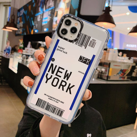 Trendy City Travel Plane Strip Lable Bar Code Style Soft Case For Oppo, Vivo, Redmi, Huawei Phone Models