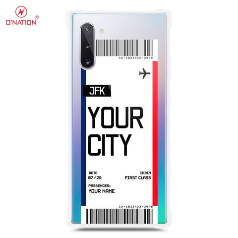 Samsung Galaxy Note 10 Cover - Personalised Boarding Pass Ticket Series - 5 Designs - Clear Phone Case - Soft Silicon Borders