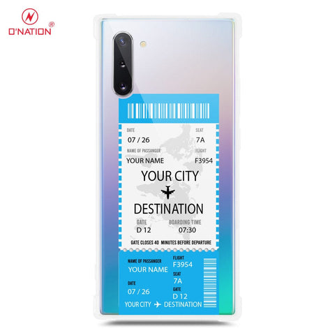 Samsung Galaxy Note 10 Cover - Personalised Boarding Pass Ticket Series - 5 Designs - Clear Phone Case - Soft Silicon Borders