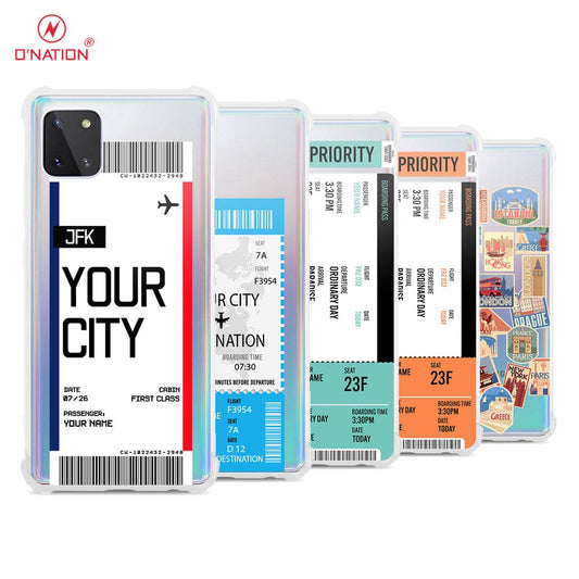 Samsung Galaxy Note 10 Lite Cover - Personalised Boarding Pass Ticket Series - 5 Designs - Clear Phone Case - Soft Silicon Borders