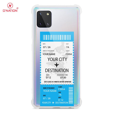 Samsung Galaxy Note 10 Lite Cover - Personalised Boarding Pass Ticket Series - 5 Designs - Clear Phone Case - Soft Silicon Borders