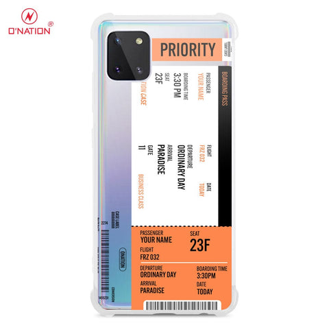 Samsung Galaxy Note 10 Lite Cover - Personalised Boarding Pass Ticket Series - 5 Designs - Clear Phone Case - Soft Silicon Borders